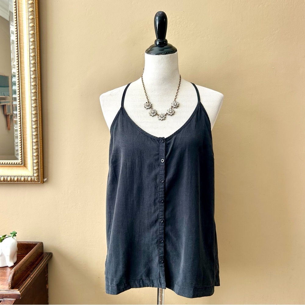 Anthropologie Jenny Button Cami Black Racerback Tank Top Size M Medium NWT - Picture 4 of 10